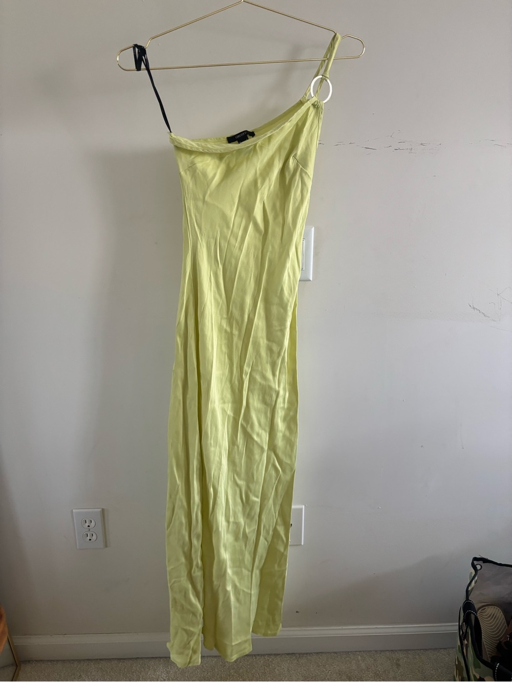 Lime Asymmetric Slip Dress with Ring Detail